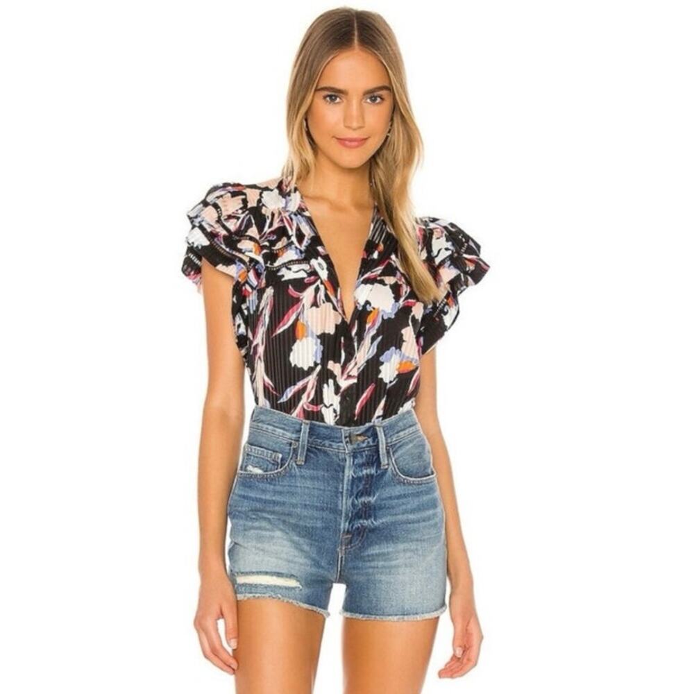Joie Huxlee Silk Blend Top in Caviar - Revolve -  XS
